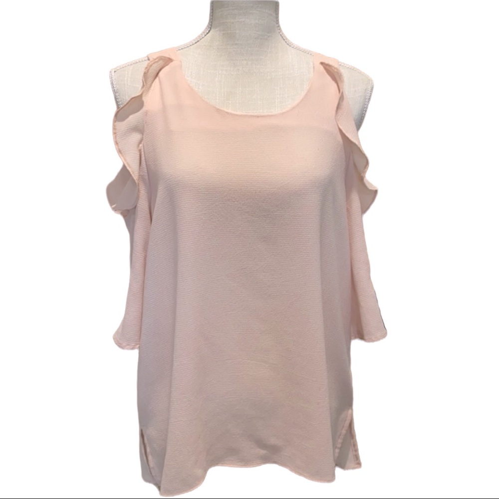 💙 6/$20  Umgee Cold Shoulder Blouse Womens Size S Pull Over Shirt